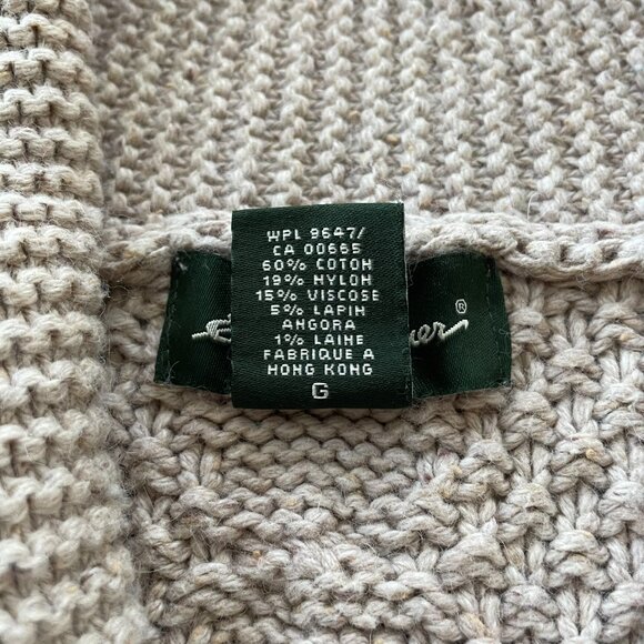 Eddie Bauer Tan Cable Knit Button-up Fisherman's Sweater - Picture 10 of 10
